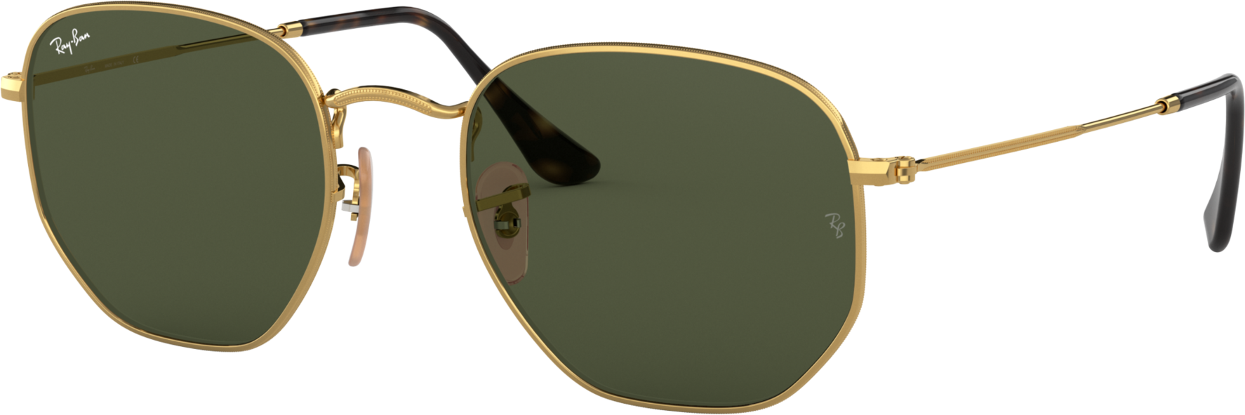 Ray-Ban Hexagonal: Dorado · Lentes verdes